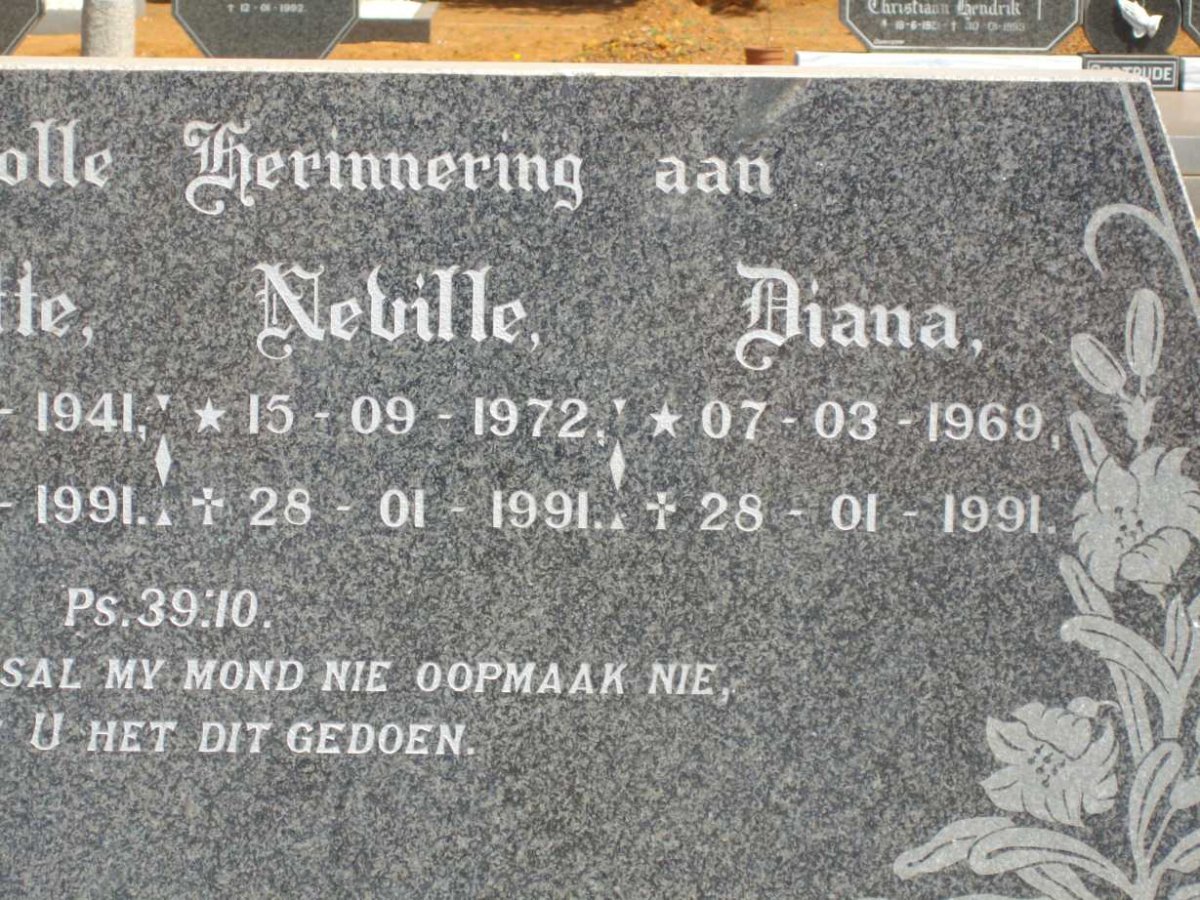MERWE Gordon, van der 1938-1991 &amp; Janette 1941-1991 :: VAN DER MERWE Neville 1972-1991 :: VAN DER MERWE Diana 1969-1991