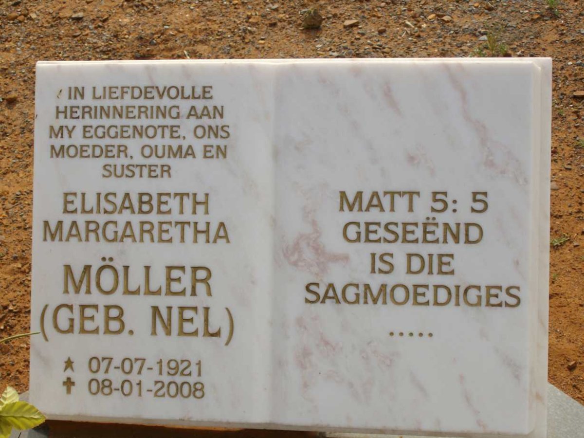 MOLLER Elisabeth Margaretha nee NEL 1921-2008