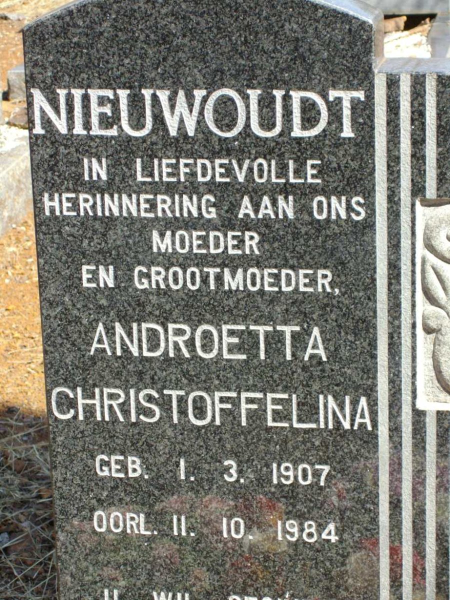 NIEUWOUDT Androetta Christoffelina 1907-1984