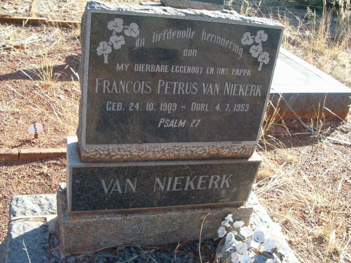 NIEKERK Francois Petrus, van 1909-1953