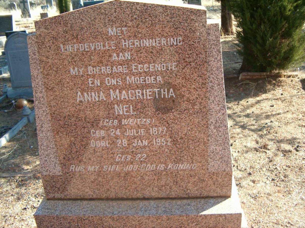 NEL Anna Magrietha nee WEITZS 1877-1952
