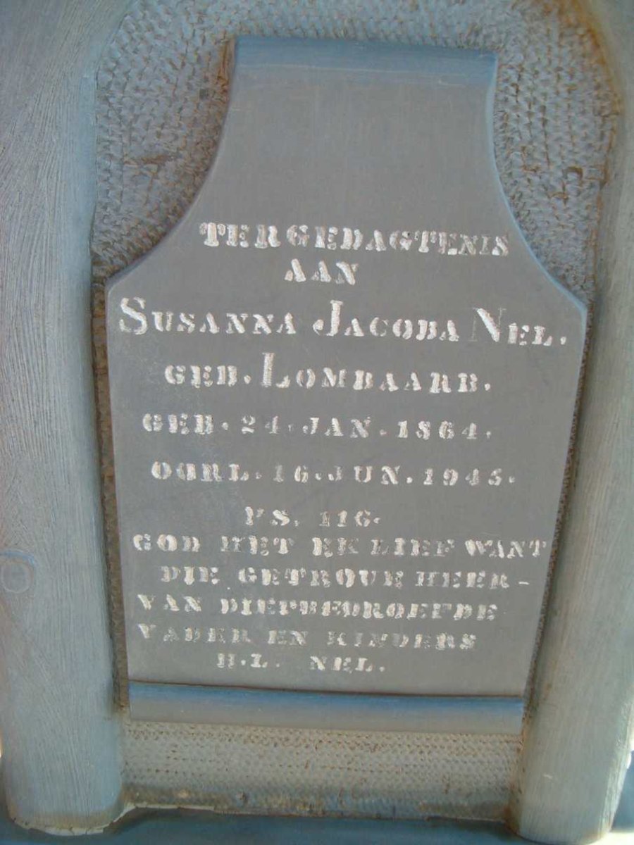 NEL Susanna Jacoba nee LOMBAARD 1864-194?