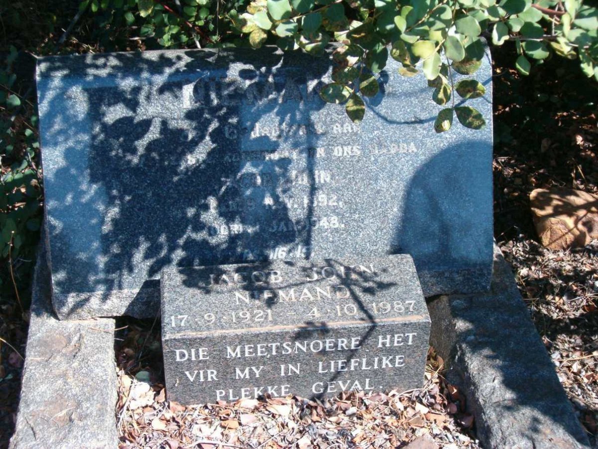 NIEMAND Jacob John 1892-1948 :: NIEMAND Jacob John 1921-1987