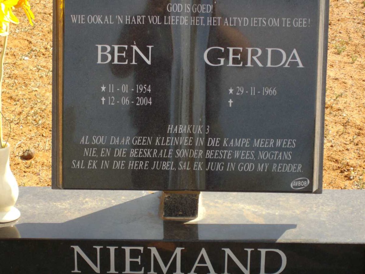 NIEMAND Ben 1954-2004 &amp; Gerda 1966-