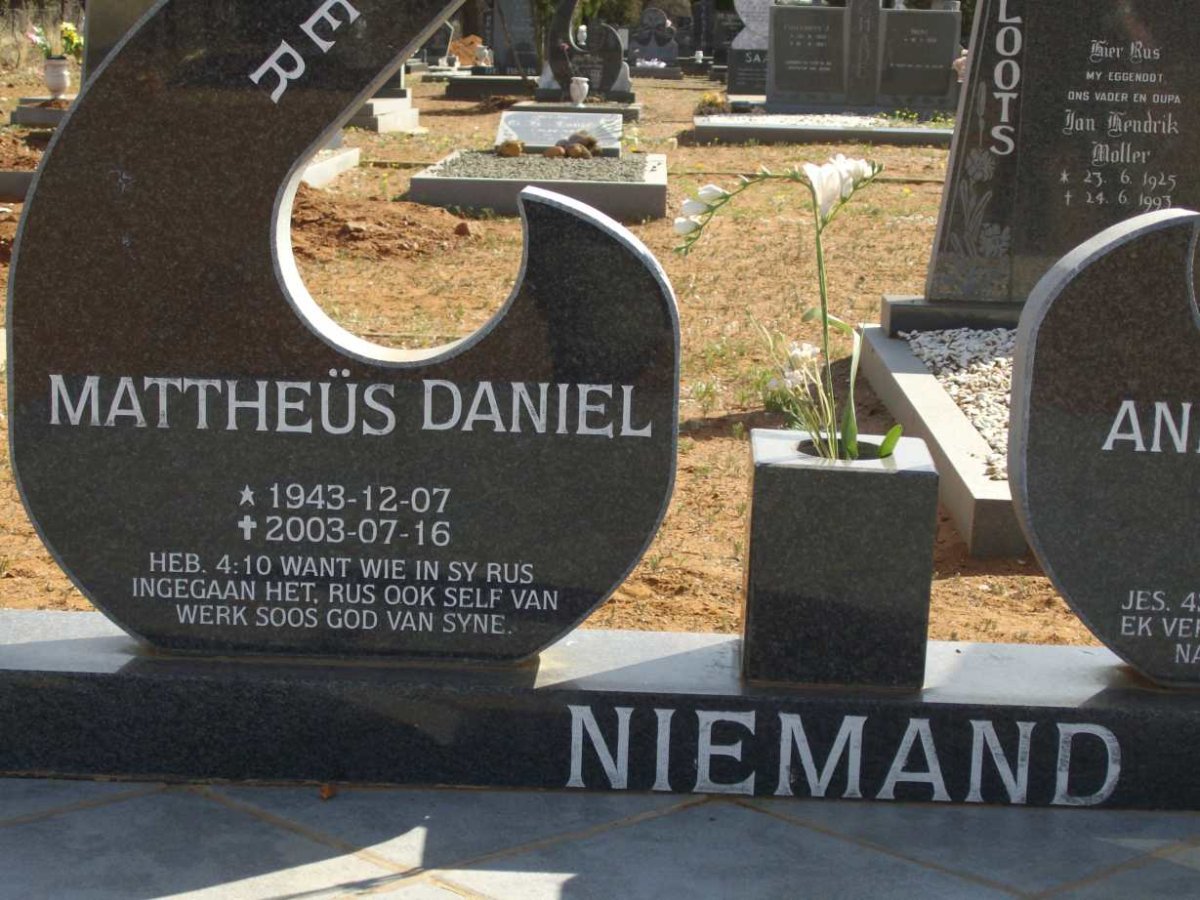 NIEMAND Mattheüs Daniel 1943-2003