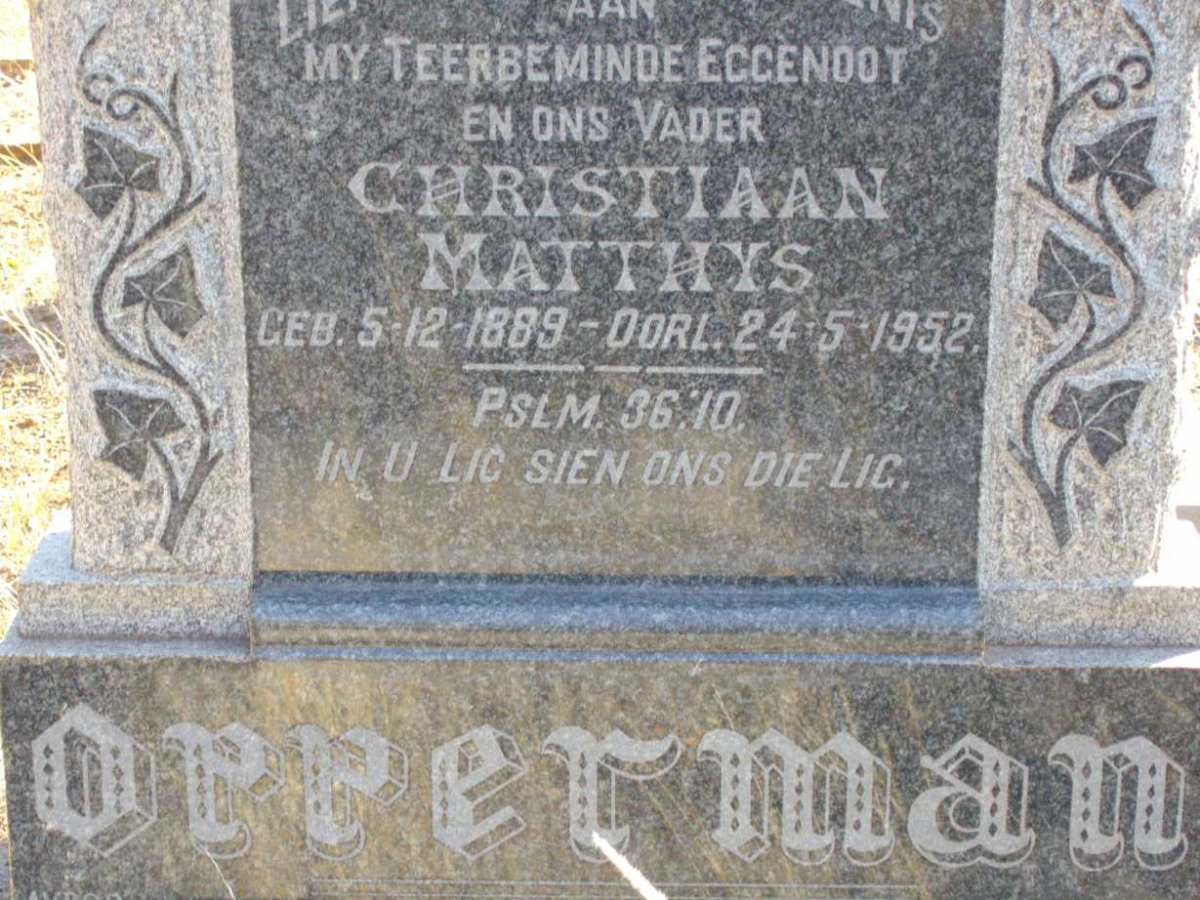 OPPERMAN Christiaan Matthys 1889-1952