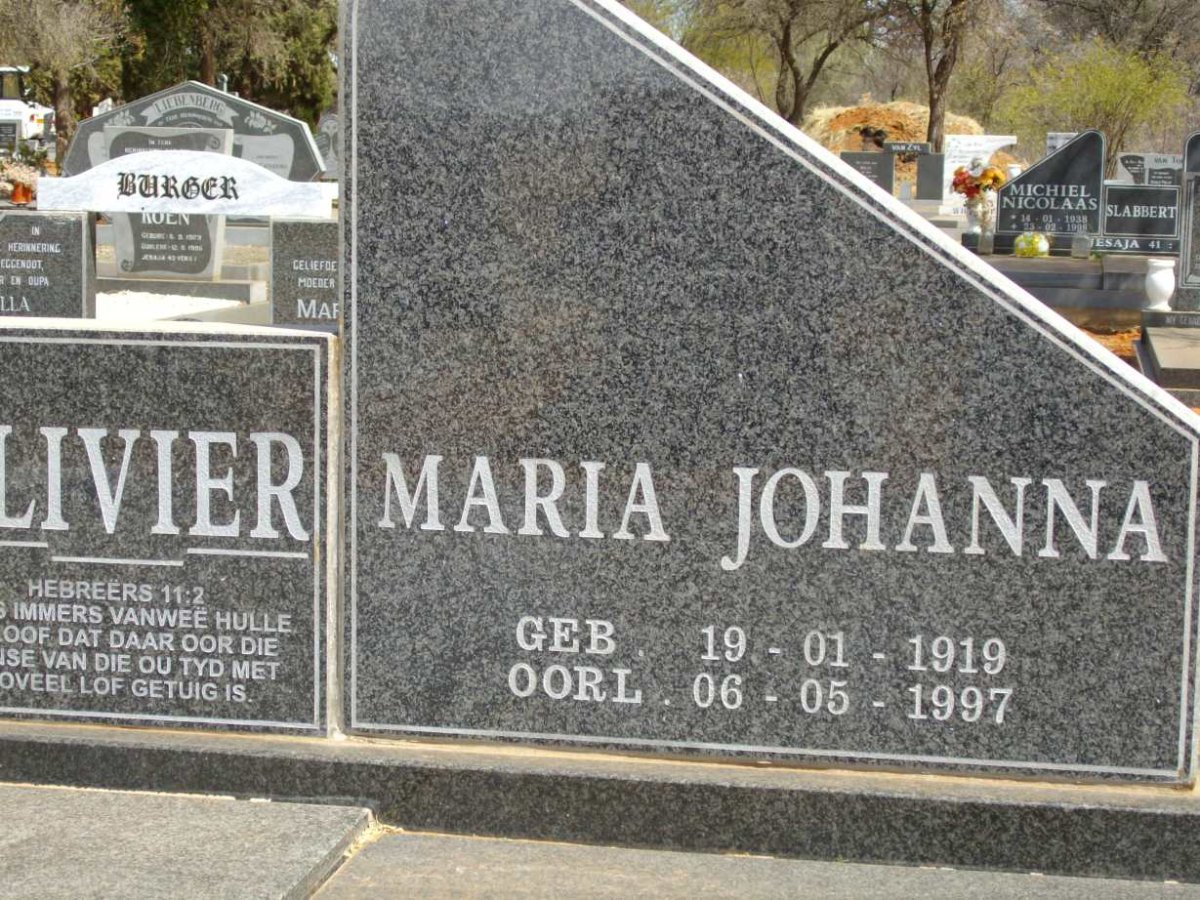 OLIVIER Gert Cornelius 1914-2003 &amp; Maria Johanna 1919-1997