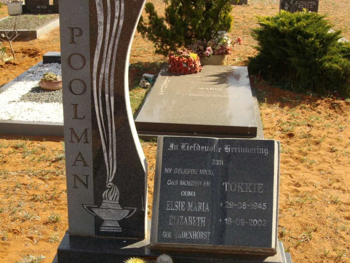 POOLMAN Elsie Maria Elizabeth nee BADENHORST 1945-2002