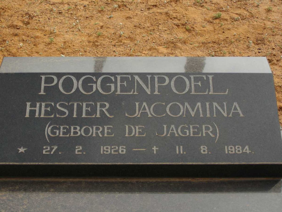 POGGENPOEL Hester Jacomina nee DE JAGER 1926-1984