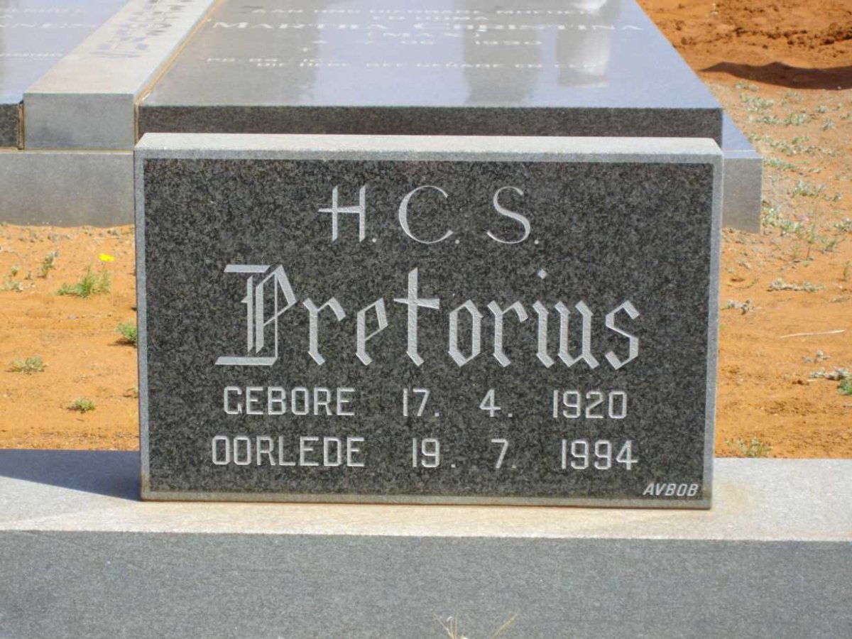 PRETORIUS H.C.S. 1920-1994