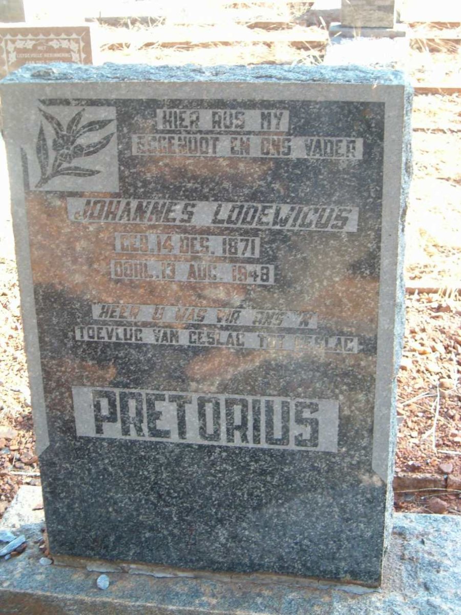 PRETORIUS Johannes Lodewicus 1871-1948