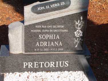 PRETORIUS Sophia Adriana 1922-2008