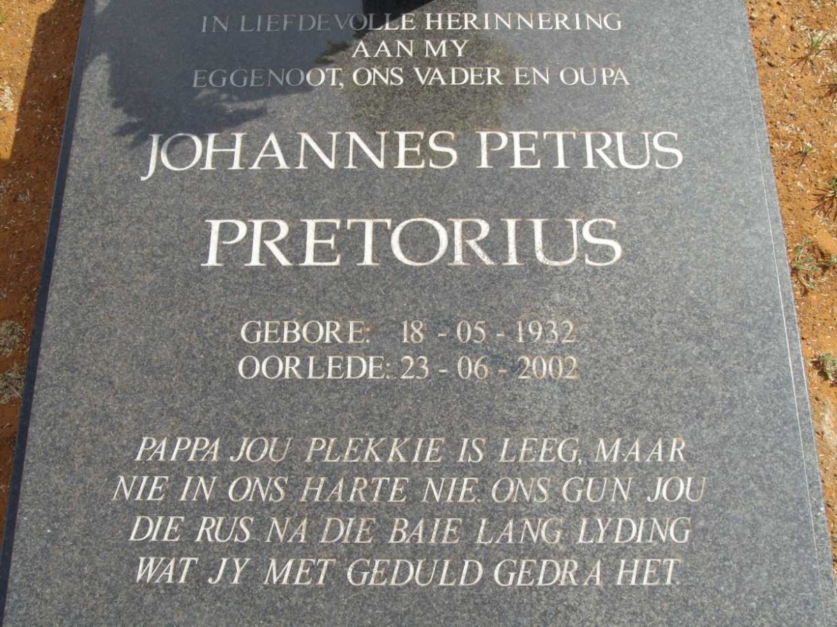 PRETORIUS Johannes Petrus 1932-2002