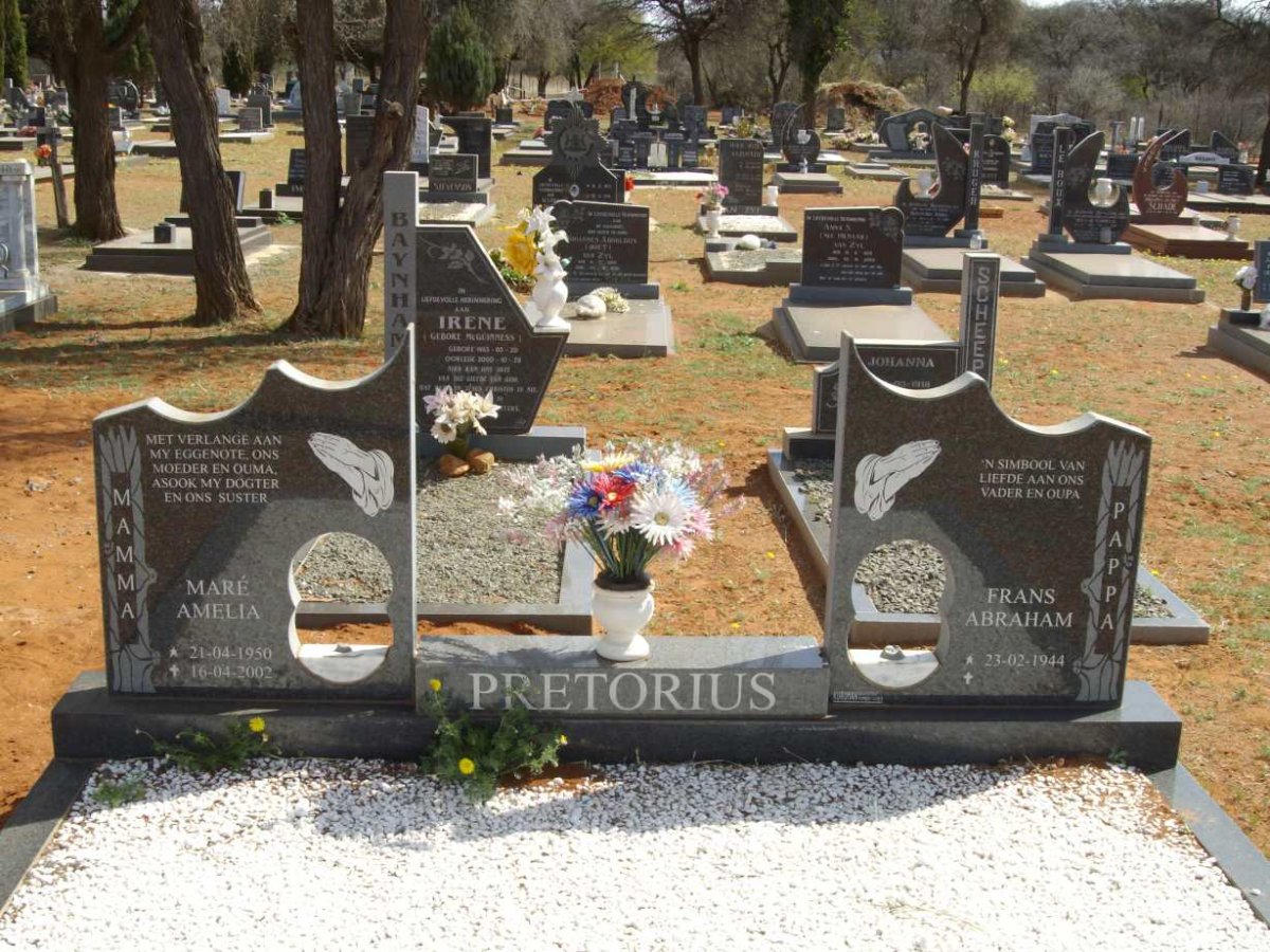 PRETORIUS Frans Abraham 1944- &amp; Maré Amelia 1950-2002