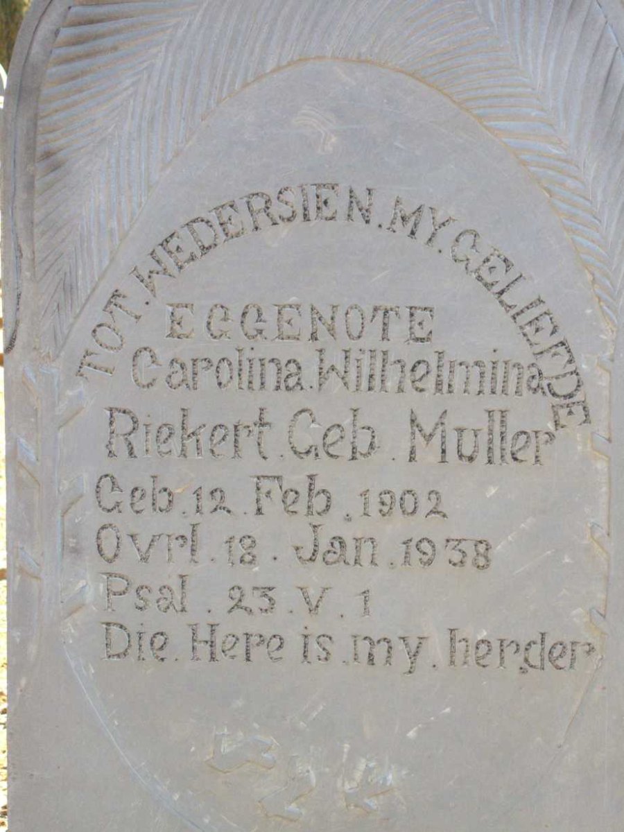 RIEKERT Carolina Wilhelmina nee MULLER 1902-1938