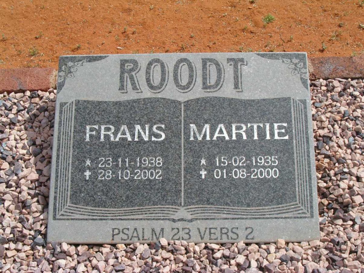 ROODT Frans 1938-2002 &amp; Martie 1935-2000