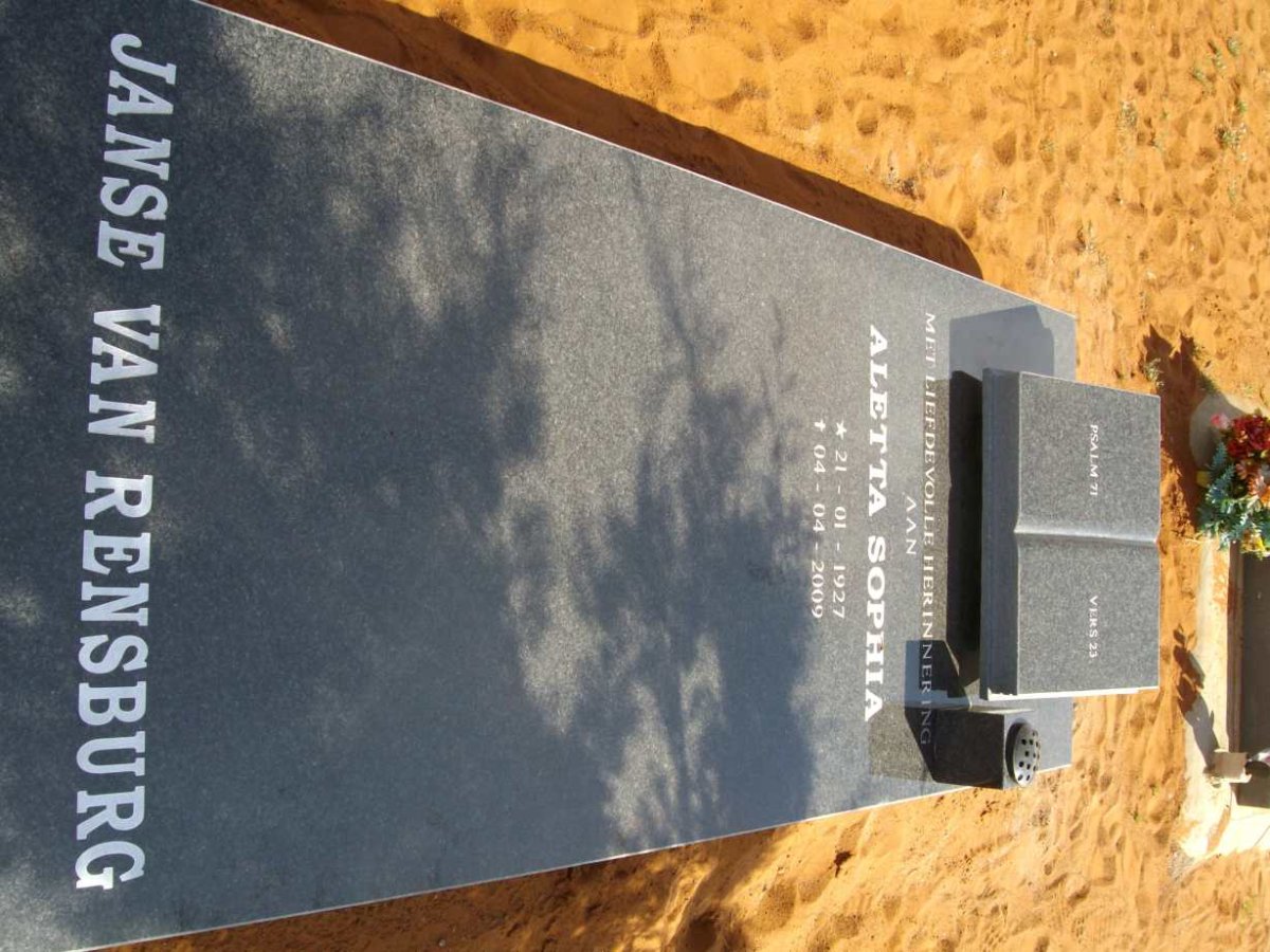 RENSBURG Aletta Sophia, Janse van 1927-2009