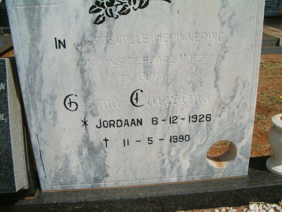 ? Gesina Christina nee JORDAAN 1926-1990