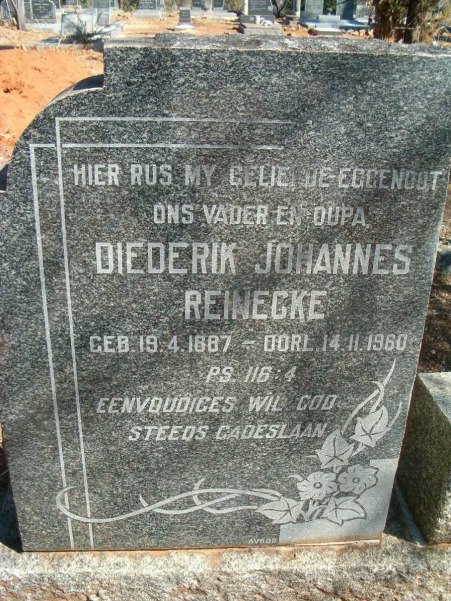 REINECKE Diederik Johannes 1887-1960