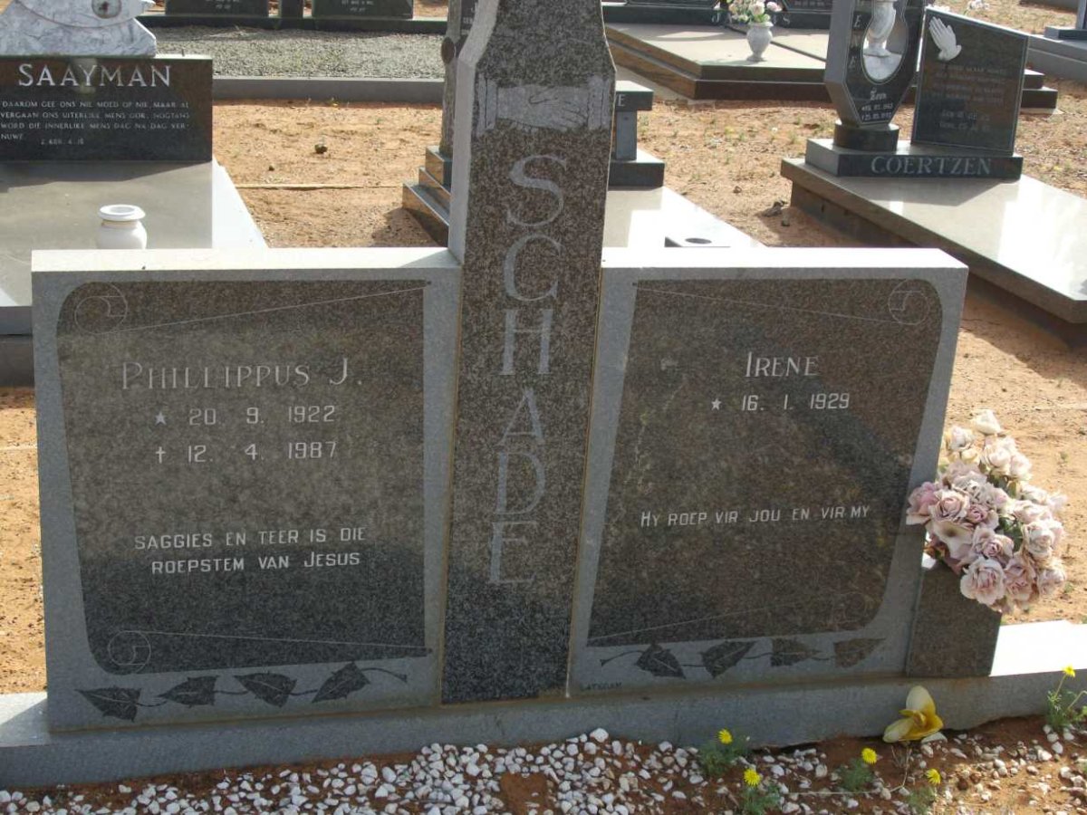 SCHADE Phillippus J. 1922-1987 &amp; Irene 1929-