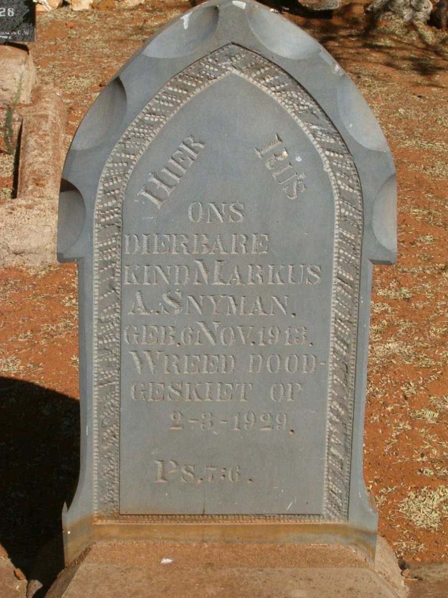 SNYMAN Markus A. 1913-1929