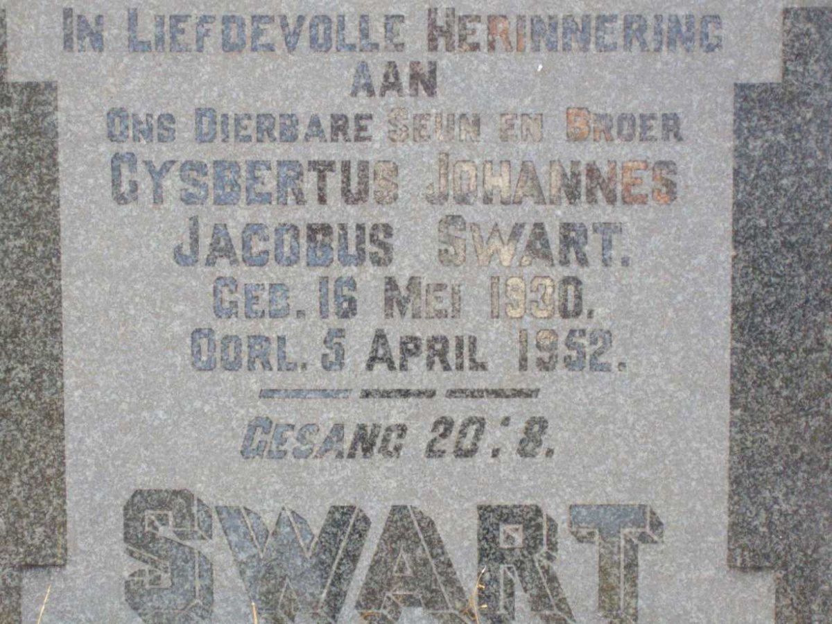 SWART Gysbertus Johannes Jacobus 1930-1952