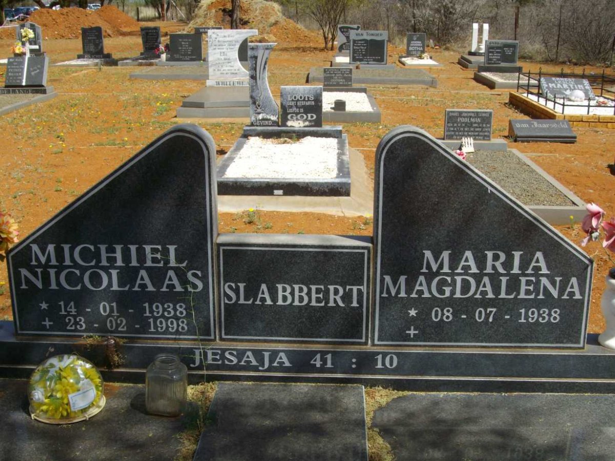 SLABBERT Michiel Nicolaas 1938-1998 &amp; Maria Magdalena 1938-