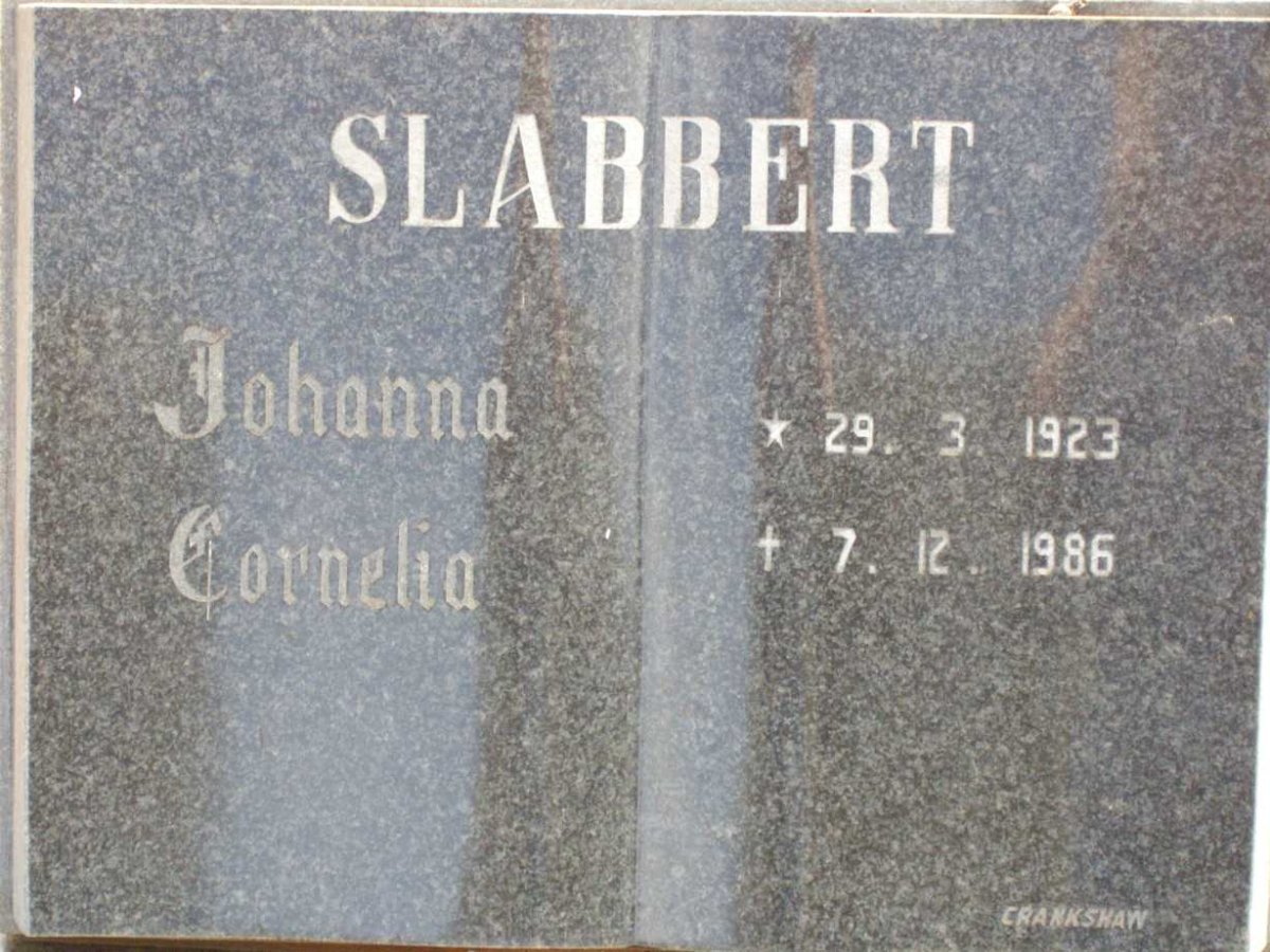 SLABBERT Johanna Cornelia 1923-1986