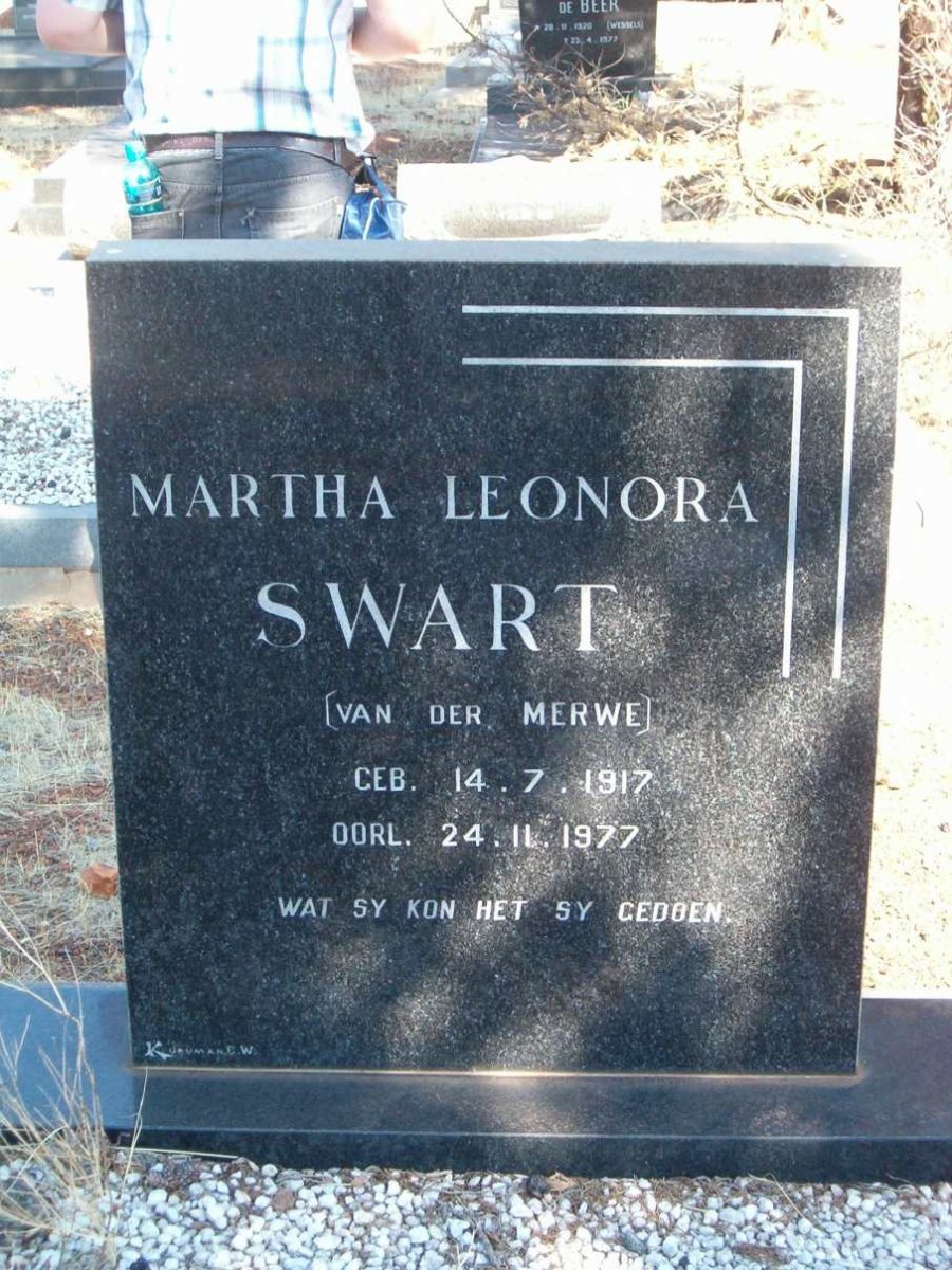 SWART Martha Leonora nee VAN DER MERWE 1917-1977