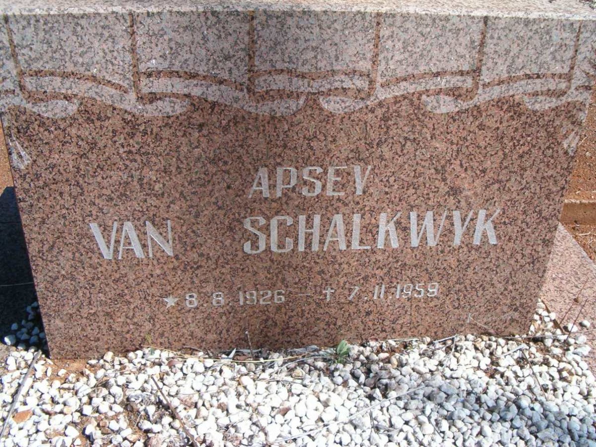 SCHALKWYK Apsey, 1926-1959