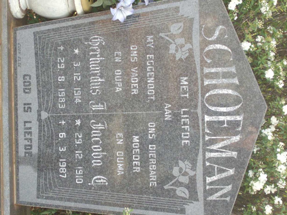 SCHOEMAN Gerhardus J. 1914-1983 &amp; Jacoba C. 1910-1987