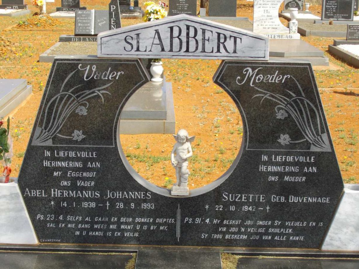 SLABBERT Abel Hermanus Johannes 1938-1993 &amp; Suzette DUVENHAGE 1942-