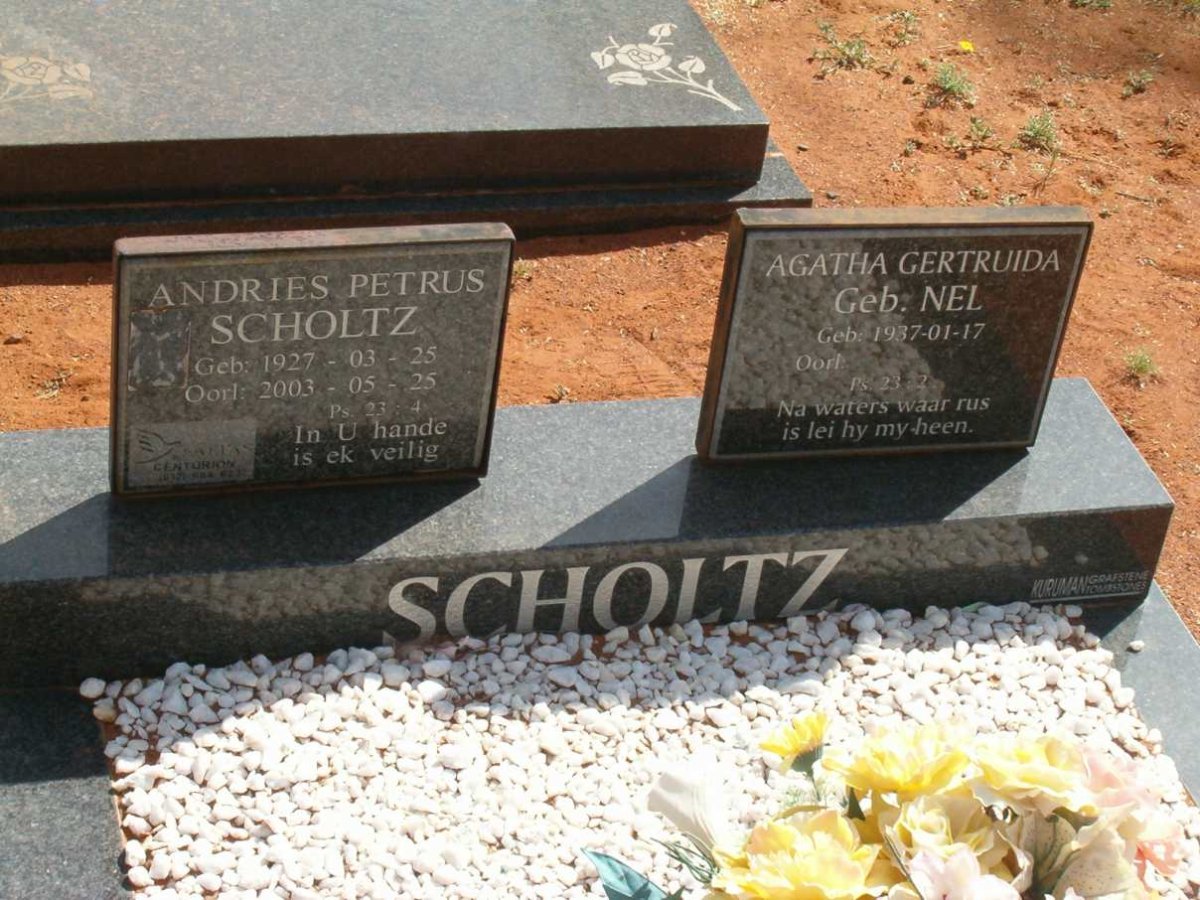 SCHOLTZ Andries Petrus 1927-2003 &amp; Agatha Gertruida NEL 1937-