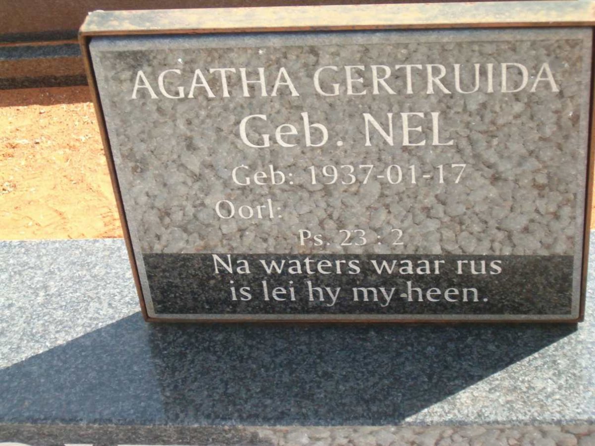 SCHOLTZ Agatha Gertruida nee NEL 1937-