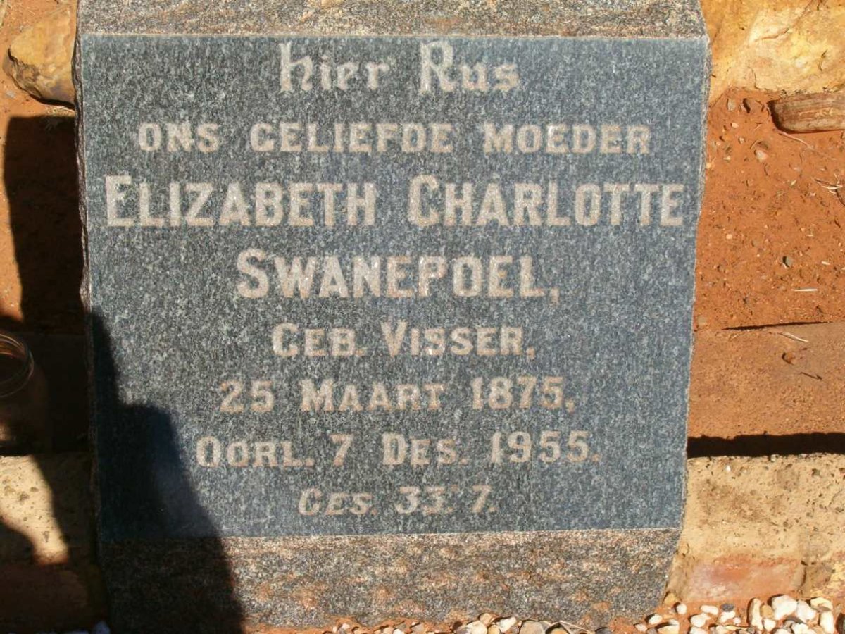 SWANEPOEL Elizabeth Charlotte nee VISSER 1875-1955
