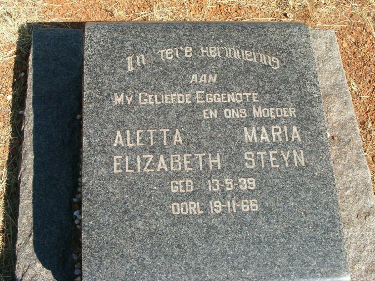 STEYN Aletta Maria Elizabeth 1939-1966