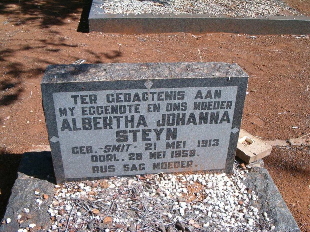 STEYN Albertha Johanna nee SMIT 1913-1959