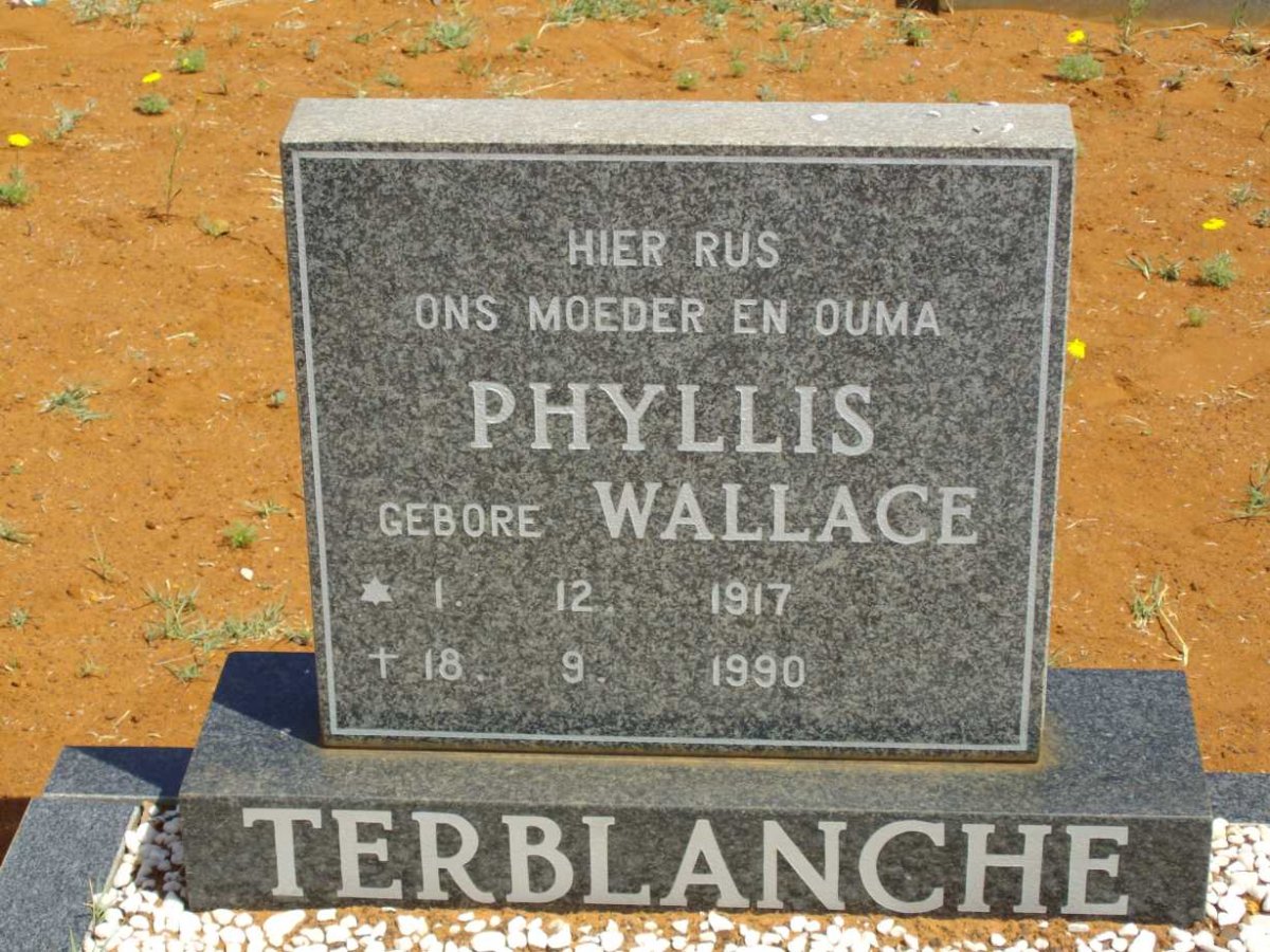 TERBLANCHE Phyllis nee WALLACE 1917-1990