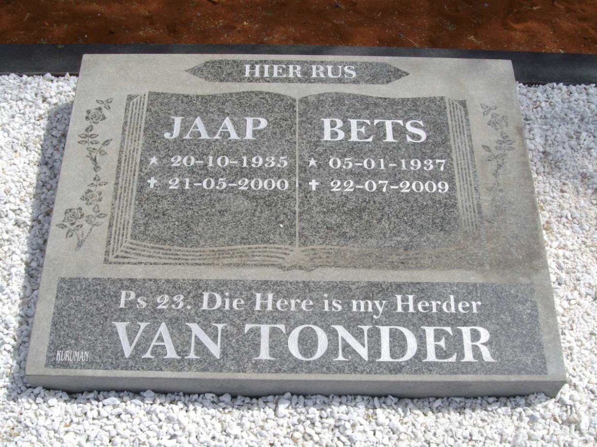 TONDER Jaap, van 1935-2000 &amp; Bets 1937-2009