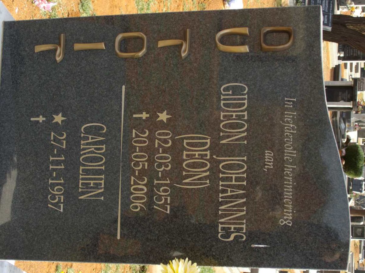 TOIT Gideon Johannes, du 1957-2006 &amp; Carolien 1957-