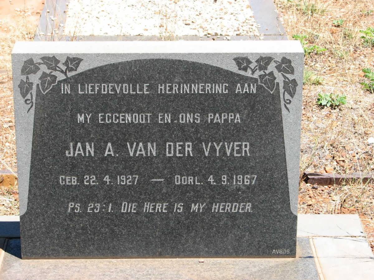 VYVER Jan A., van der 1927-1967