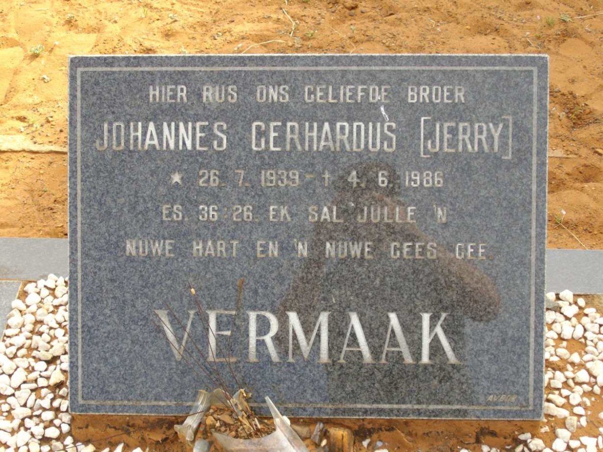 VERMAAK Johannes Gerhardus 1939-1986