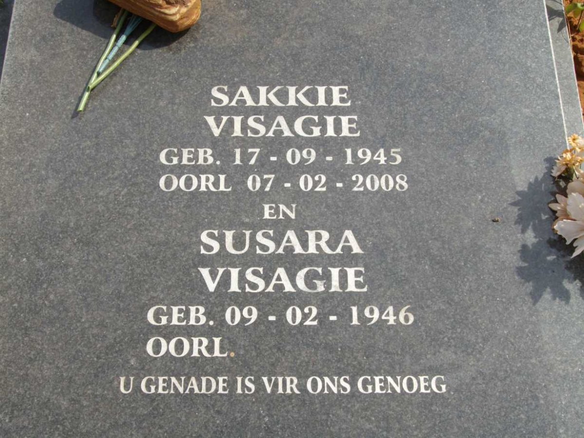 VISAGIE Sakkie 1945-2008 &amp; Susara 1946-
