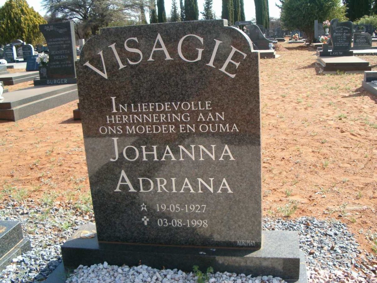 VISAGIE Johanna Adriana 1927-1998