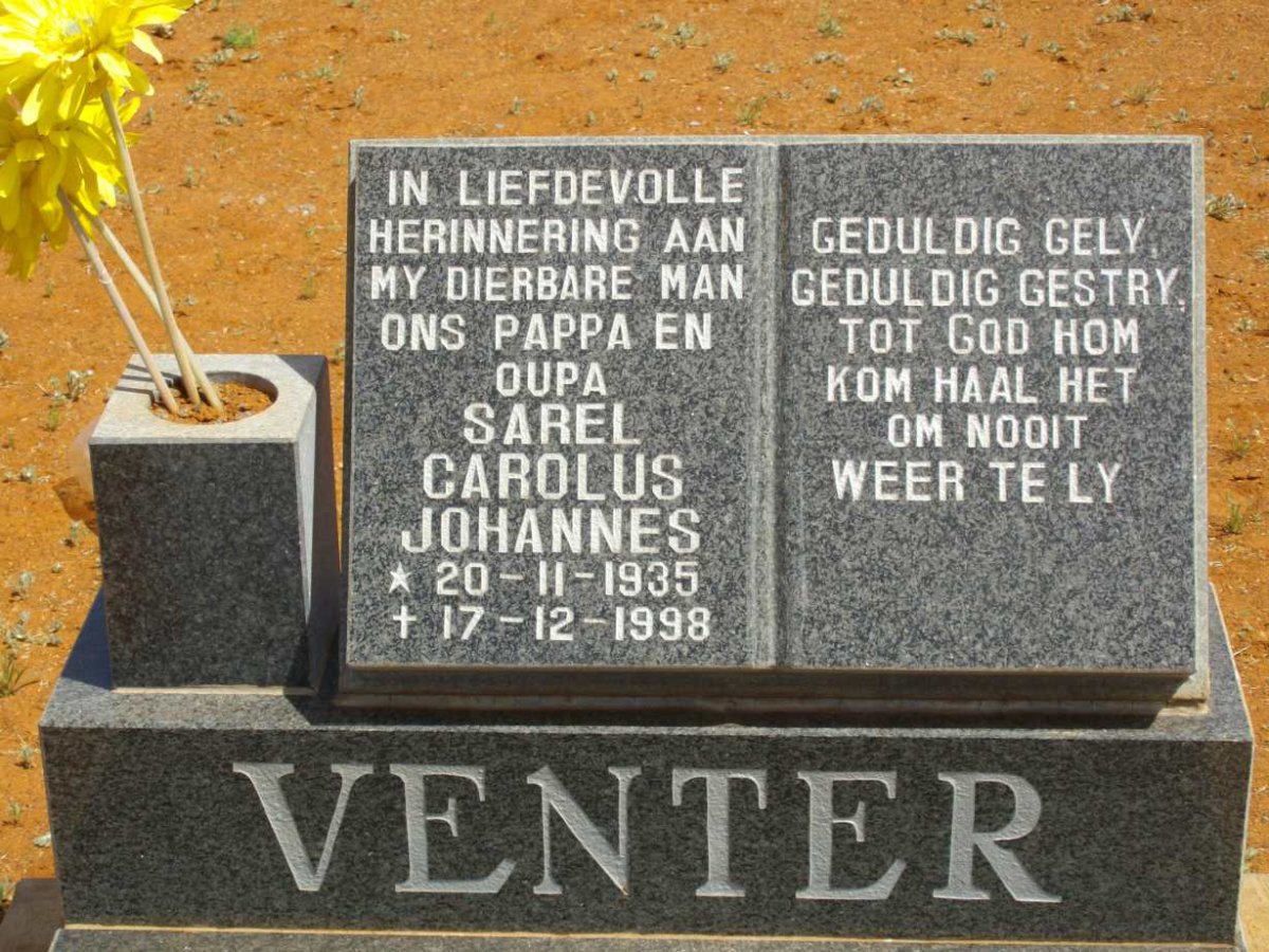 VENTER Sarel Carolus Johannes 1935-1998