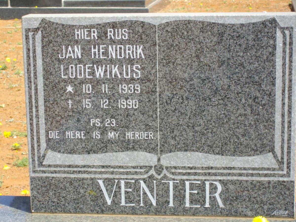 VENTER Jan Hendrik Lodewikus 1939-1990