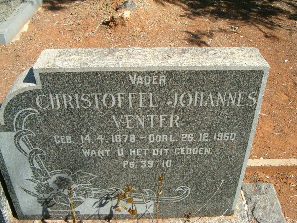 VENTER Christoffel Johannes 1878-1960