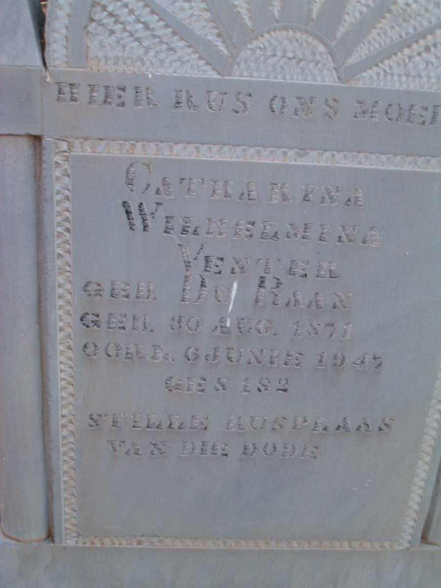 VENTER Catherina Wilhelmina nee DU RAAN 1871-1945