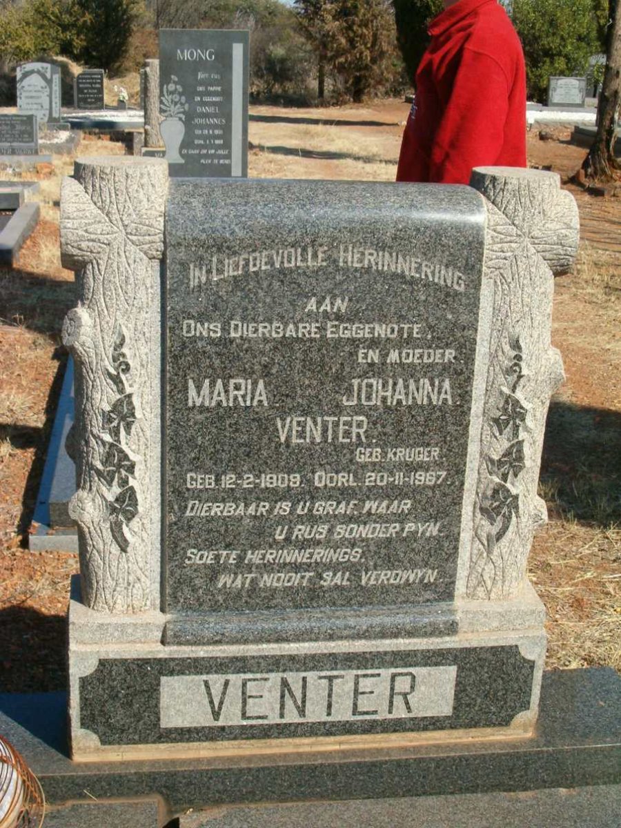 VENTER Maria Johanna nee KRUGER 1909-1967