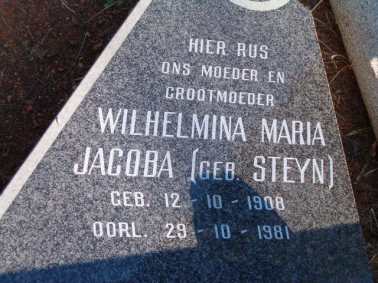 VENTER Wilhelmina Maria Jacoba nee STEYN 1908-1981
